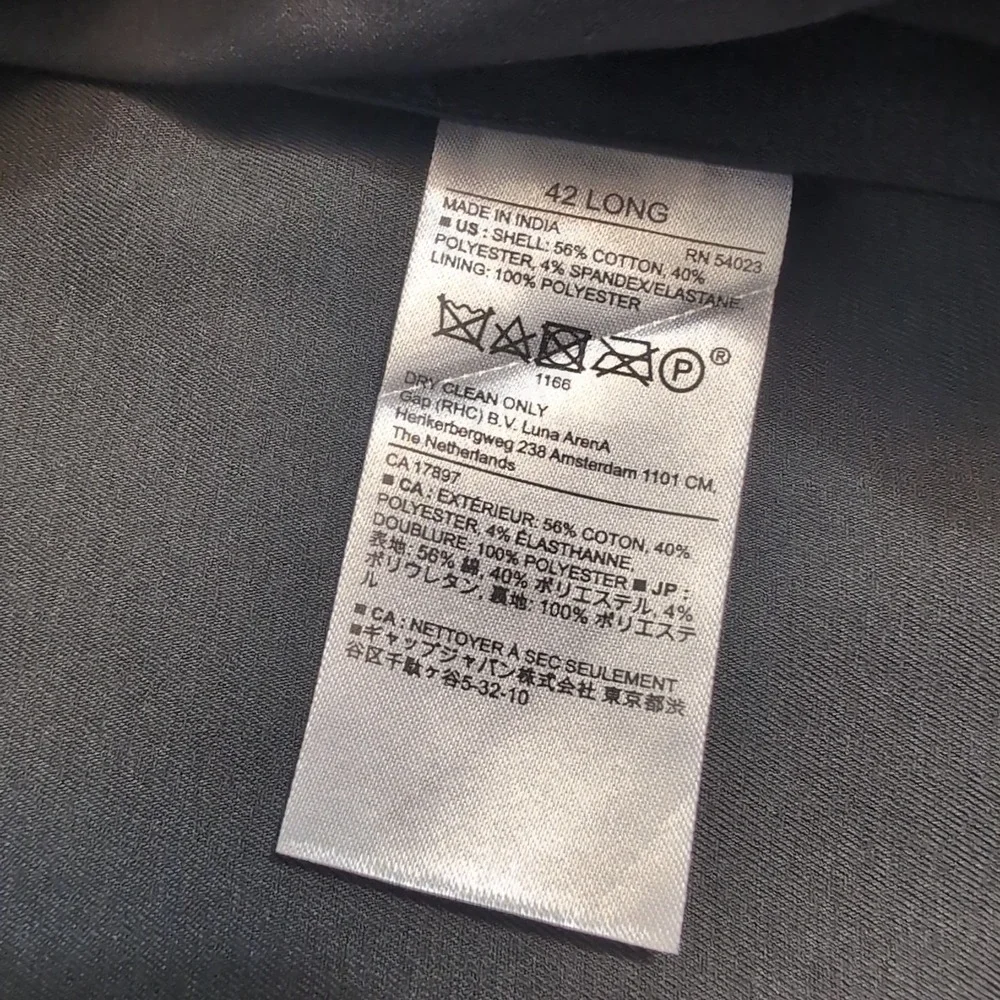 Banana Republic‎ Solid Dark Gray Performance Stretch Blend Blazer 42L Tailored